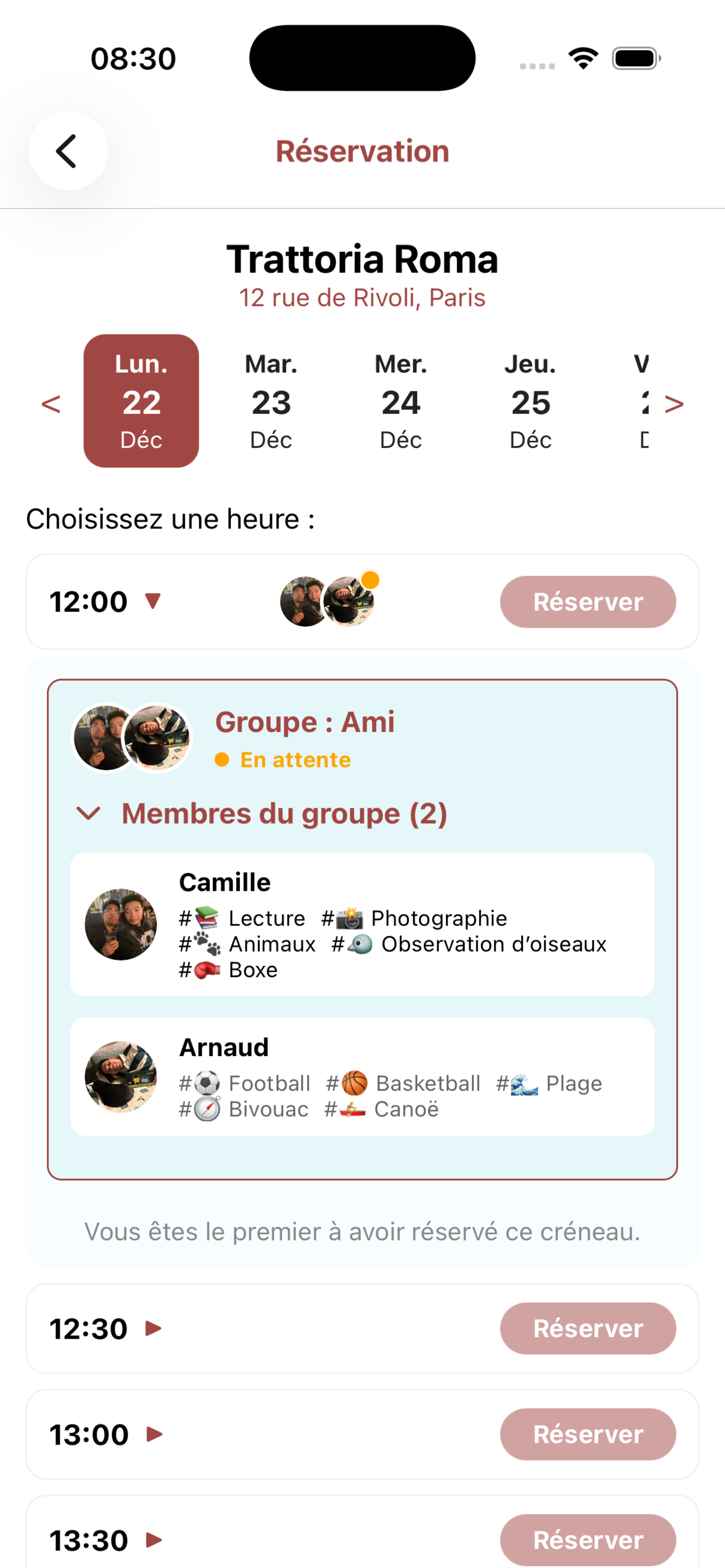 Réserve et mange en compagnie